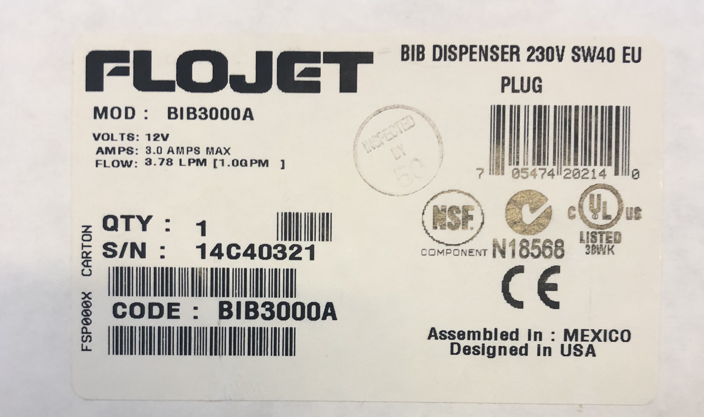 Flojet BAG IN BOX Elektro Pumpe BIB3000A-bjB630-Flojet Flojet BAG IN BOX Elektro Pumpe BIB3000A-bjB630-Flojet Pumpe Bag in Box, bag in box pumpe, Flojet pumpe BIB3000, Flojet pumpe BIB5000-Flojet